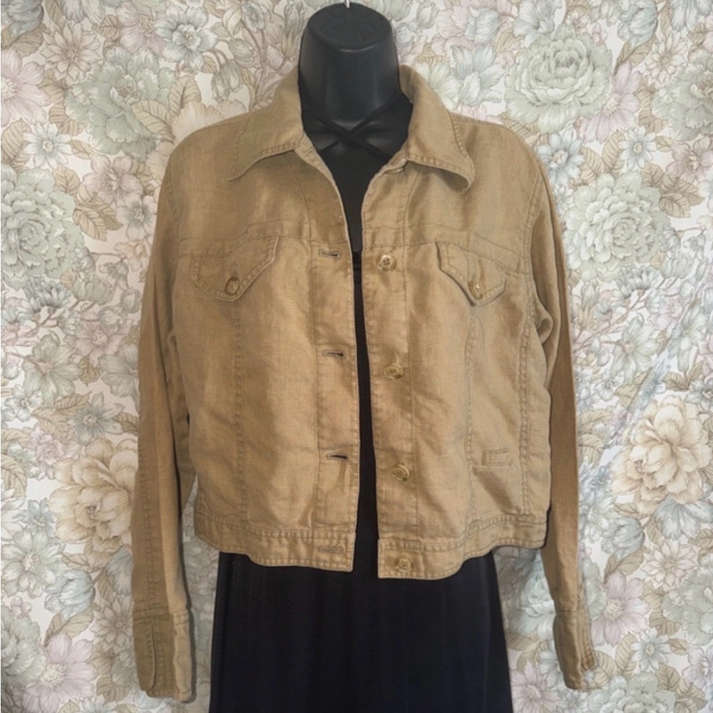 Classic Tan 100% Linen Jacket for Women